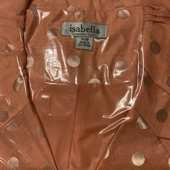 Isabella size 14 W womens two piece suit peach/orange color & polkadot top - Picture 16 of 16